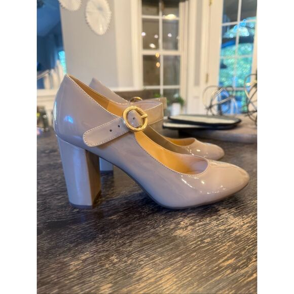Liz Claiborne Savannah Cream Patent Block Heel Mary Janes sz 11W NWOT - Picture 1 of 6